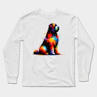 Abstract Bouvier des Flandres in Colorful Splash Art Long Sleeve T-Shirt